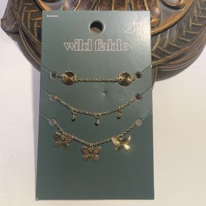 Wild Fable Gold Tone 3 Piece Anklet Set